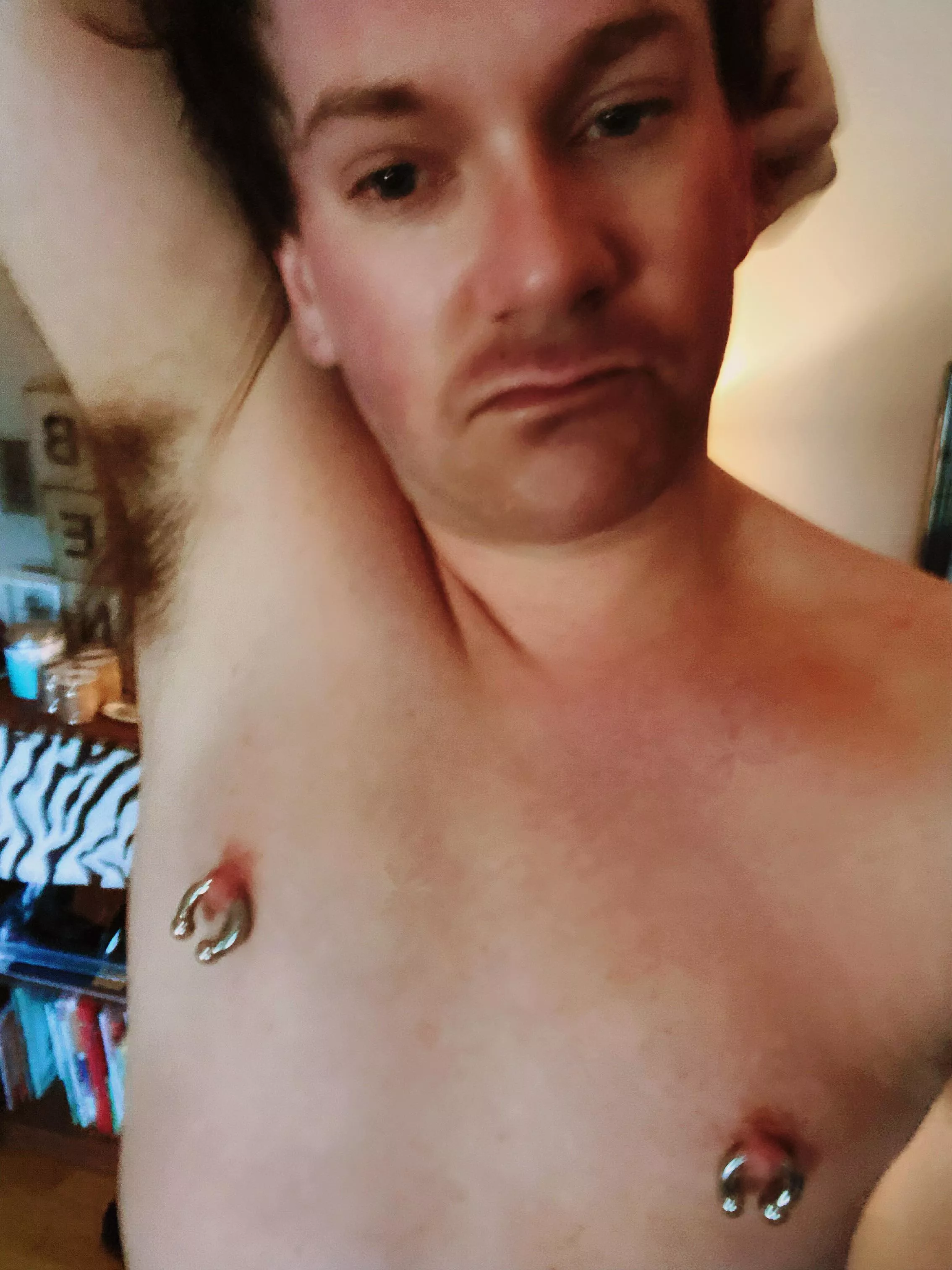 big nipple rings & hairy pits. posted by bnjmnsmith