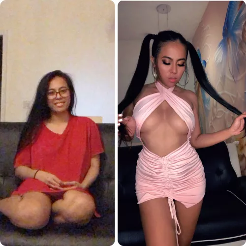 Bimbofication story: I used to wear an oversized t-shirt ALL the time! 🙈Now I find the excitement in wearing sexy dresses, makeup, and stripper heels! 🤤 I feel sensual and horny every time I’m transformed! Looking like a hot bimbo fuckdoll gives  by AsiaMorena