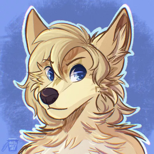 Birthday Wolf 💛 (art by me - TrashmuttArt on Twitter) by trash-mutt