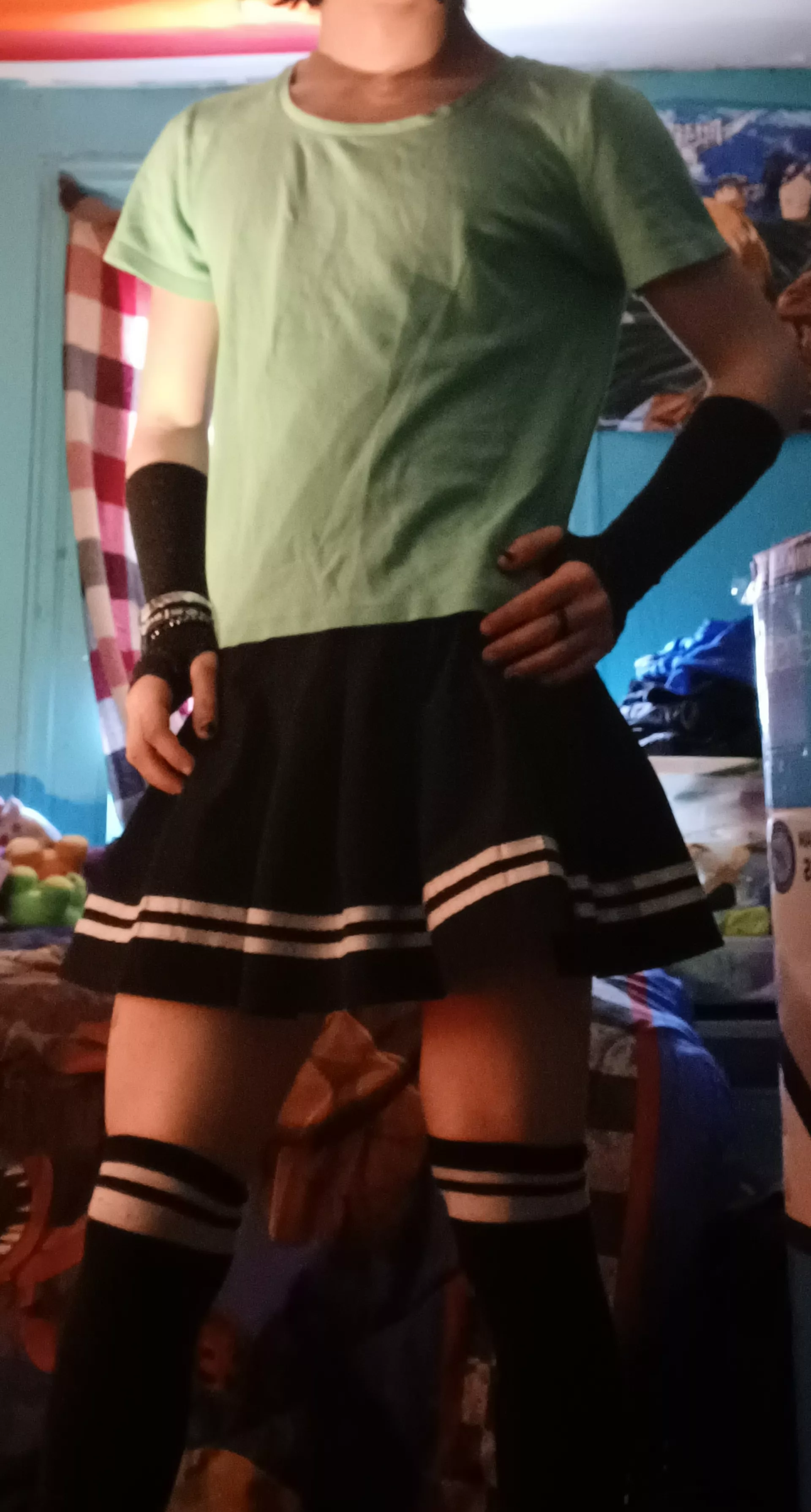 Black and green with thigh highs posted by Zachatonumus