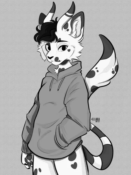 Black and white sketch of this cutie ✨Commissions are Open! ✨ (Twitter @ellariaartist) by ellariaartist