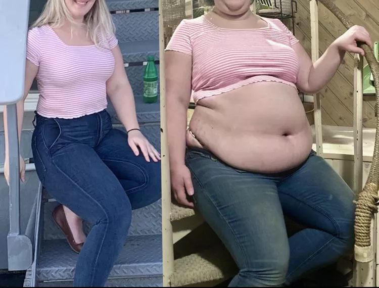 Blimpin’ ain’t easy (same outfit, same girl) 👌🏼 posted by myfatblondegf