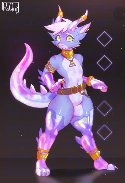 Blue jewels Kobold adopt! (OPEN, LINK IN COMMENTS) ~ Art by me: @pooquie_d on twt by PooquieDraws