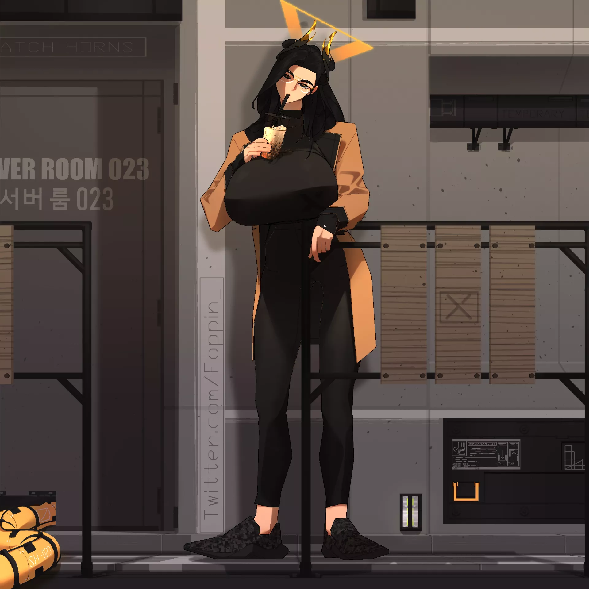 boba sippin' Korean glasses mommy posted by Fupu036