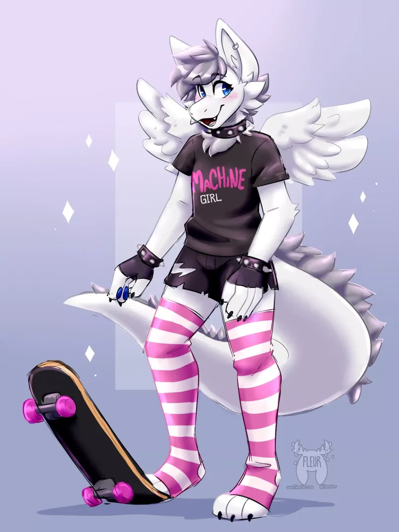 Bouta bust this kickflip. (Art by me: Fleurfurr on Twitter) posted by Fleurfurr