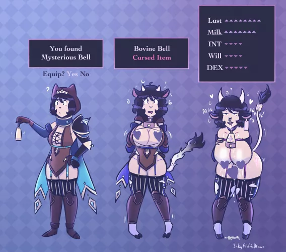 Bovine Bell by Inkyfluffdraws (Catgirl to Cowgirl) by not4myprimary