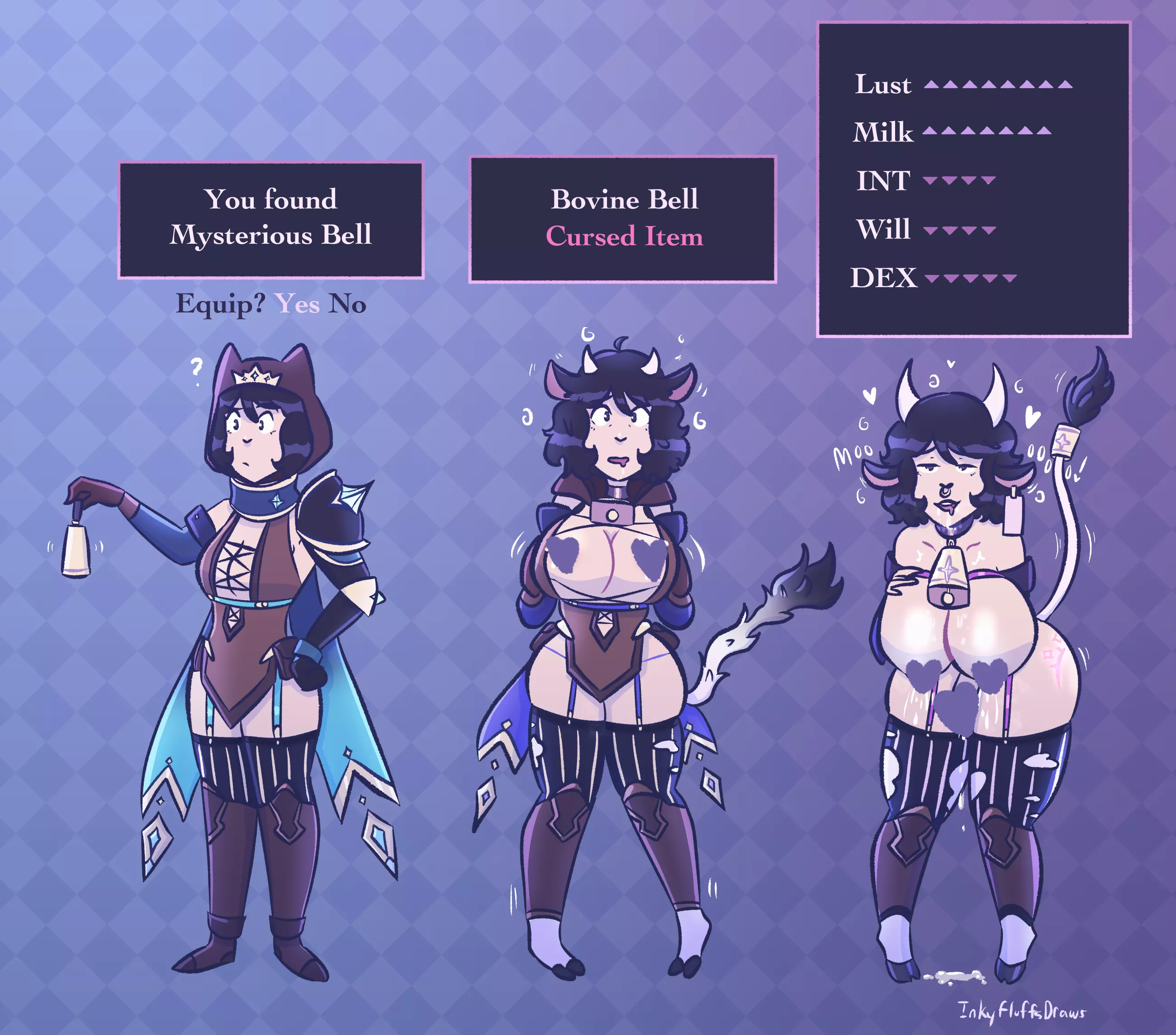 Bovine Bell by Inkyfluffdraws (Catgirl to Cowgirl) posted by not4myprimary