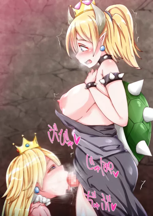 Bowsette Pleasured By Princess Peach (Uruko Take) [Mario] by sequence_string