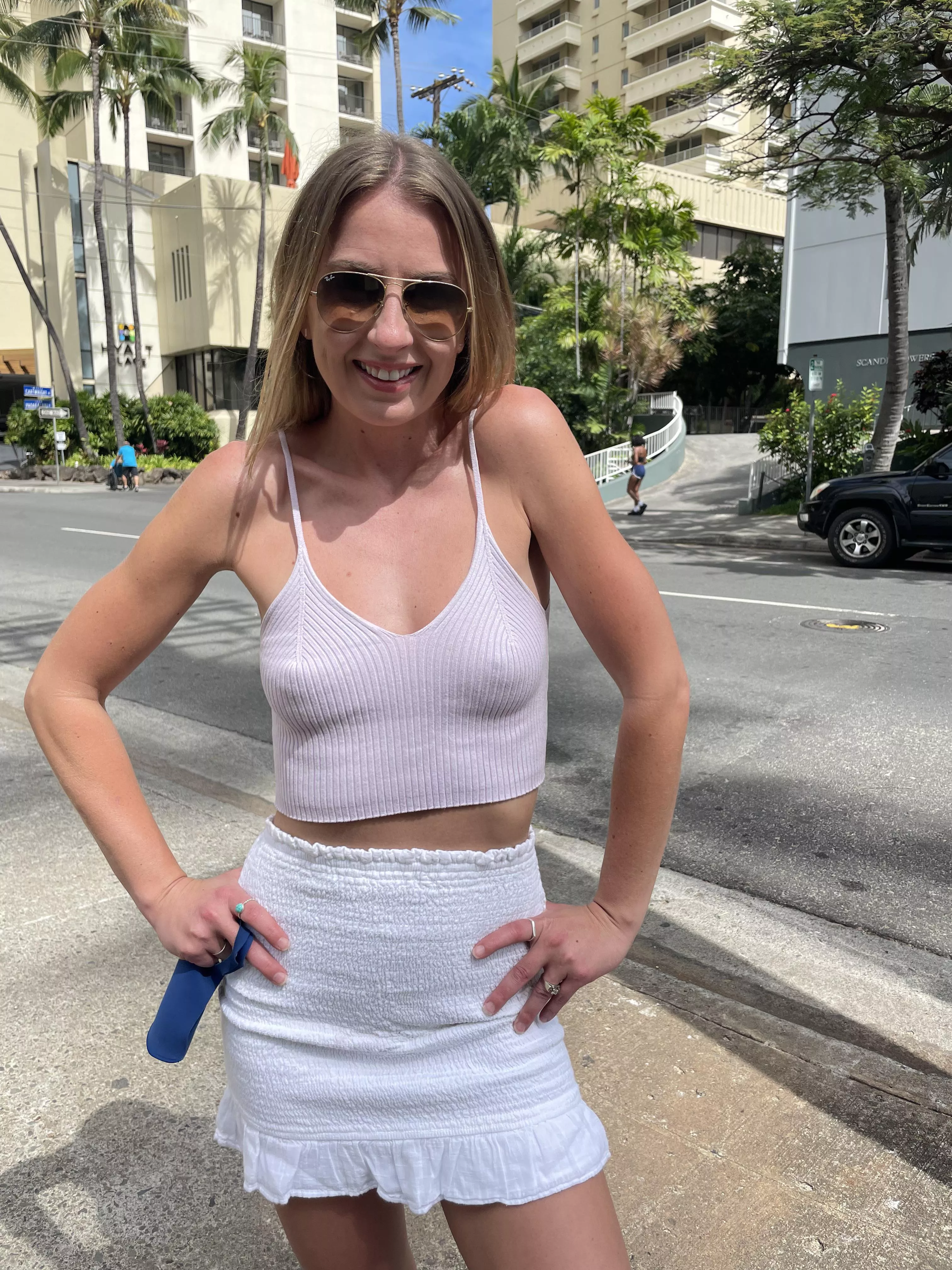 Braless running errands posted by blondefoxsilverfox