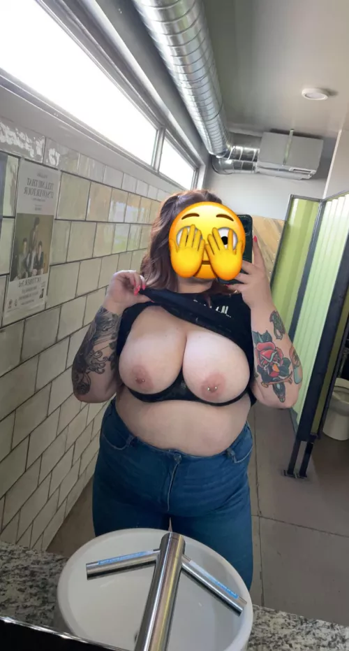 brewery bathroom boobs - I got caught and she asked to feel my tits 🤭I left with some wet nipples 🤤 by sluttyneighbor505