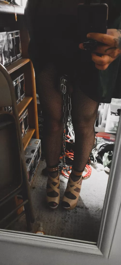 Caged and waiting for fun. ⛓ by Platformbootz_