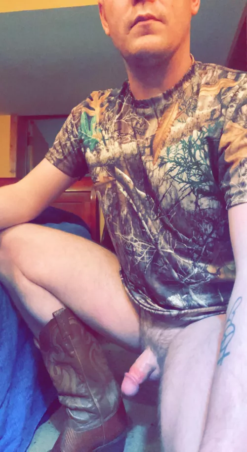 Camouflage, cock, and cowboy boots….my kinda fun by rgbrb3