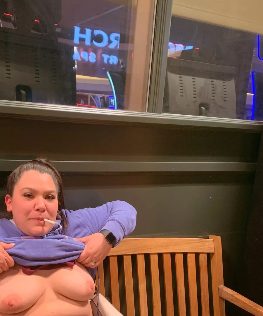 Can you guess where I’m flashing my tits? posted by Sillyslutwifev2