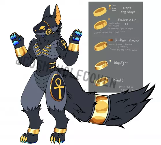 can you guys give me some feed back on this protogen design? it's Anubis inspired. it's my first time making adopt 😅art by me of course! by Cosmowolf95