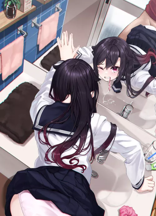 Can't even brush her teeth in peace by GENTLEPOKEGIRLFUCKER