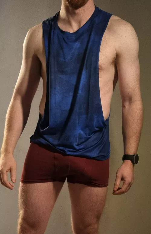 can't find my gym shorts, OK like this? by Fireshine91