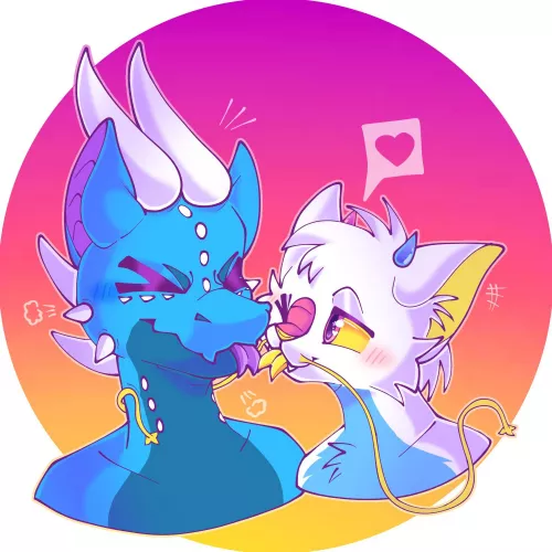 cat and dragon kisses🐱🐉 by catchungie