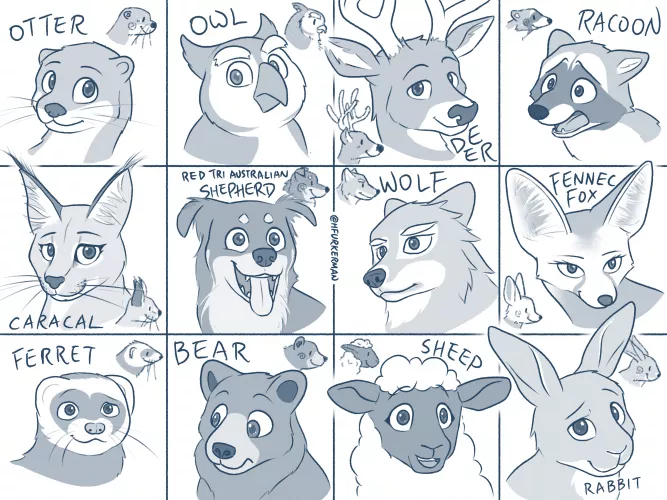 Challenged myself to draw 12 different species of animals and here’s the end result :3 by HFerKerman