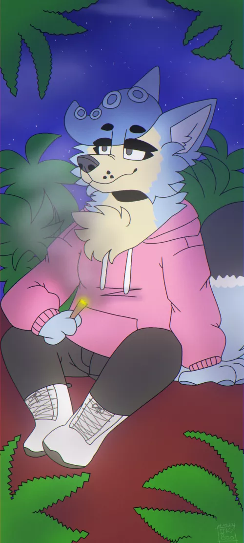 Cheesy the stoned Octo Wolf 💚 🌱 💨 by CheesyLeft