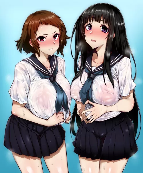 Chitanda Eru And Ibara Mayaka Soaked (Gggg) [Hyouka] by sequence_string