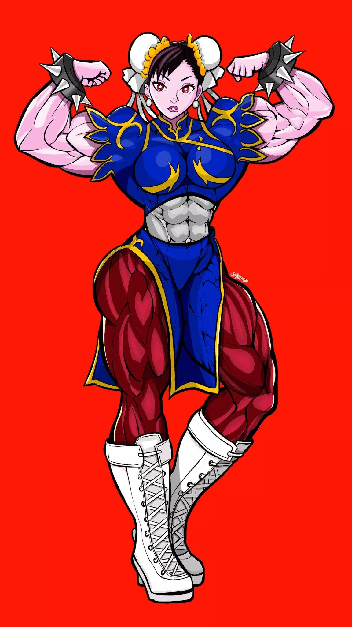 Chun Li flexing(@joijiman)[Street Fighter] posted by TheTMoneyMan