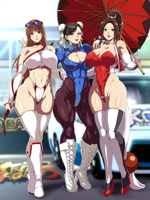 Chun-Li, Kasumi, And Mai Shiranui Race Queens (Lawson) [Dead Or Alive/ Street Fighter/ The King Of Fighters] by sequence_string