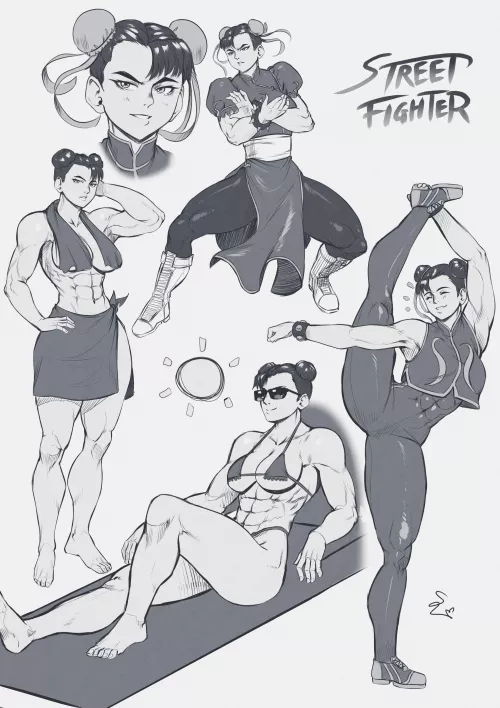 Chun-Li sketches(@SpeedLOOver)[Street Fighter] by TheTMoneyMan