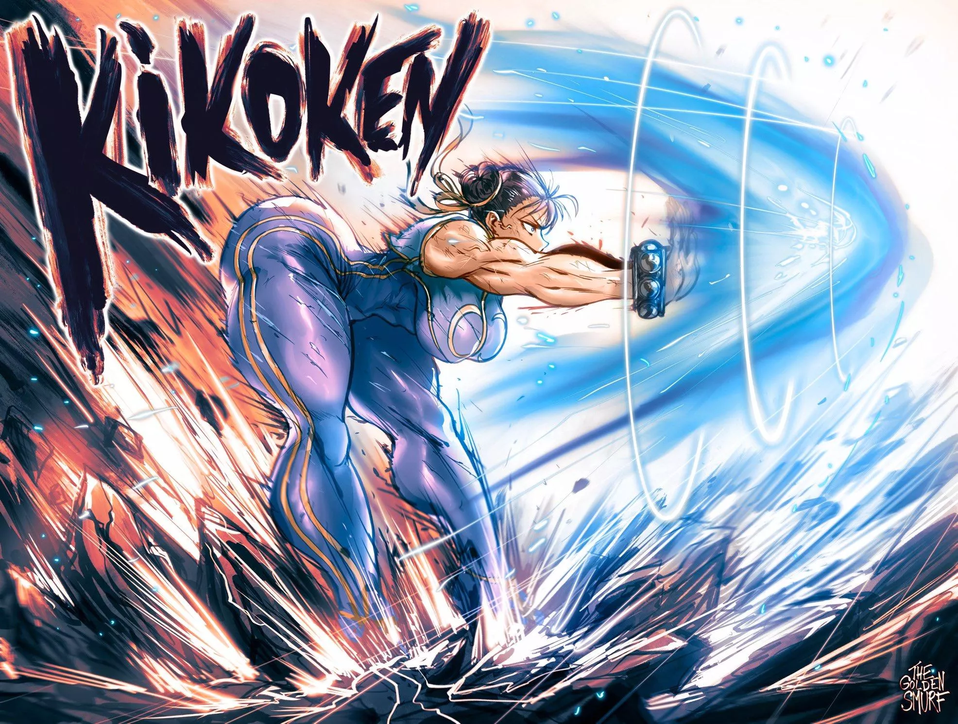 Chun-Li unleashing Kikoken.(@TheGoldenSmurf)[Street Fighter] posted by TheTMoneyMan