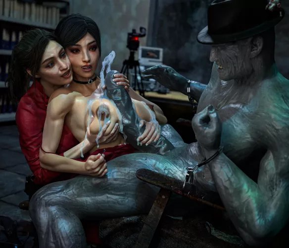 Claire & Ada taking down Mr. X (ChadRat3D) [Resident Evil] by Kuro-Oji