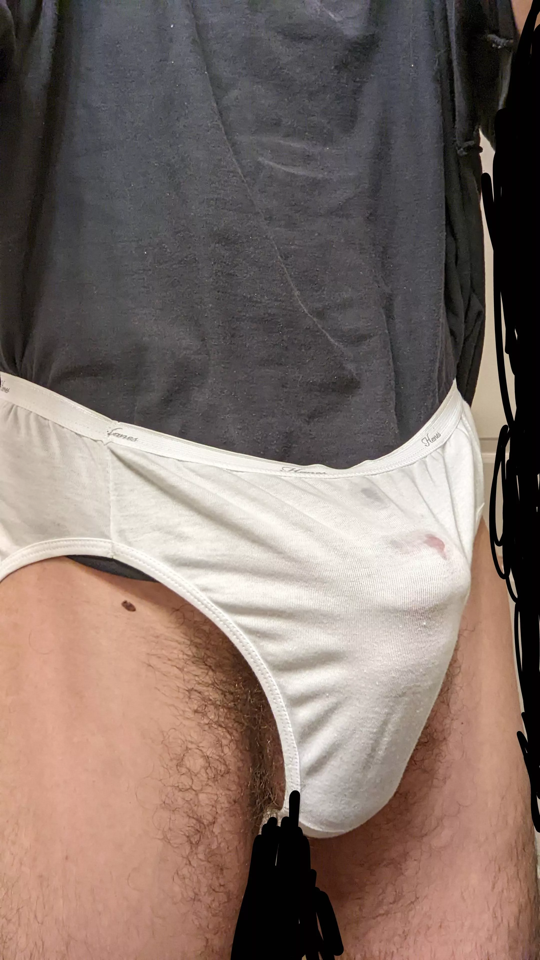 Classic white cotton High cut panty with a little wet spot. [OC] posted by Mr_DM_PLEASE