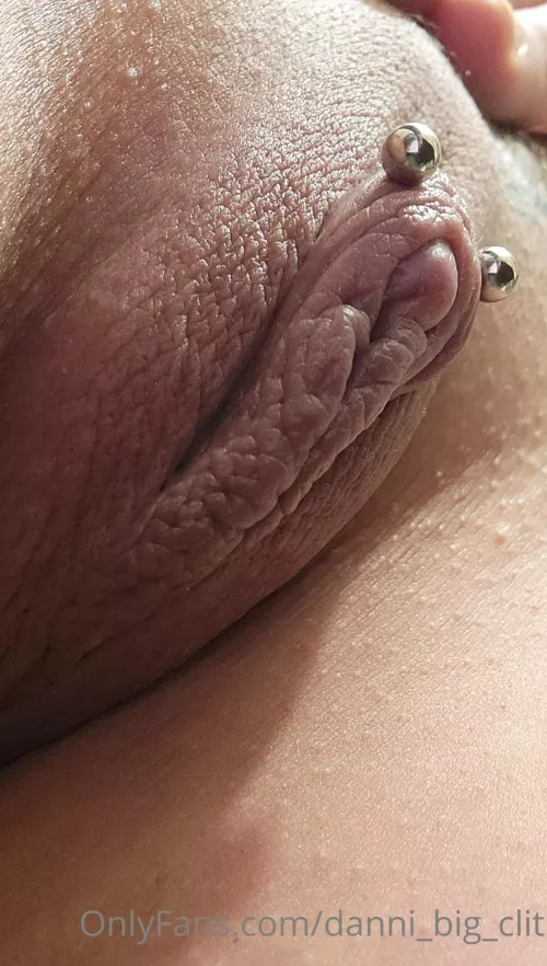 Close up of my freshly shaved pussy lips! I love the piercing on my big clit! by suxher