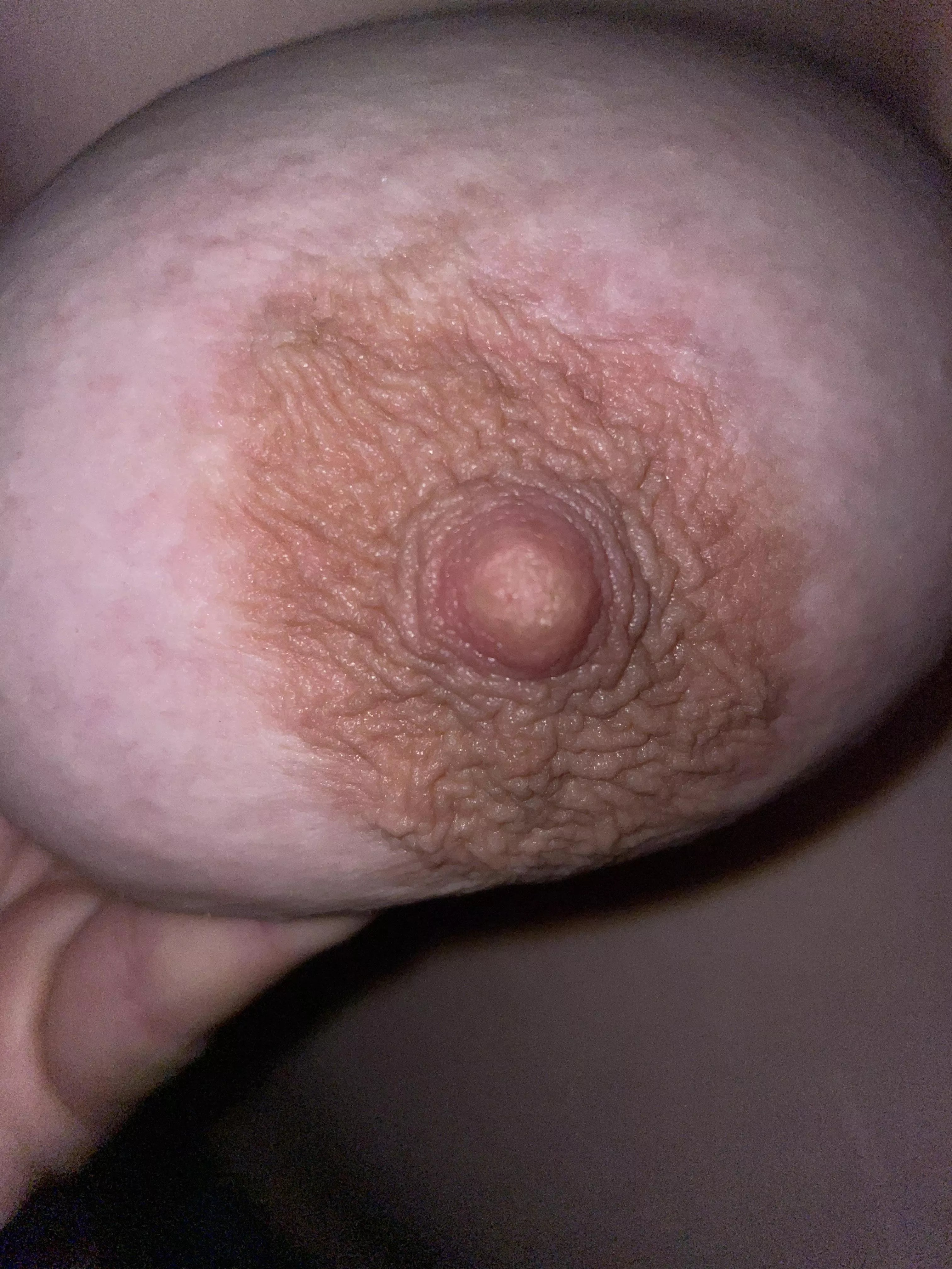 Closeup of wifeys nipple, she is 21 weeks preggo. posted by Squishymommawolf92