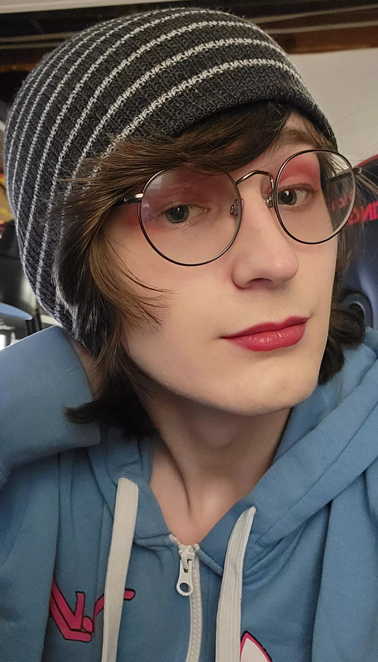 Close-up of yesterday's makeup attempt (fixing my eyebrows today) posted by DocFemBot