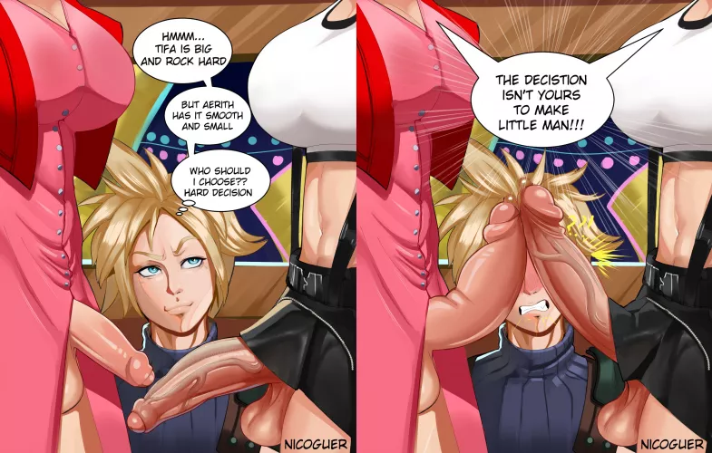 Cloud thirsty for Aerith & Tifa (NicoguerOG) by ObserveAndHerve