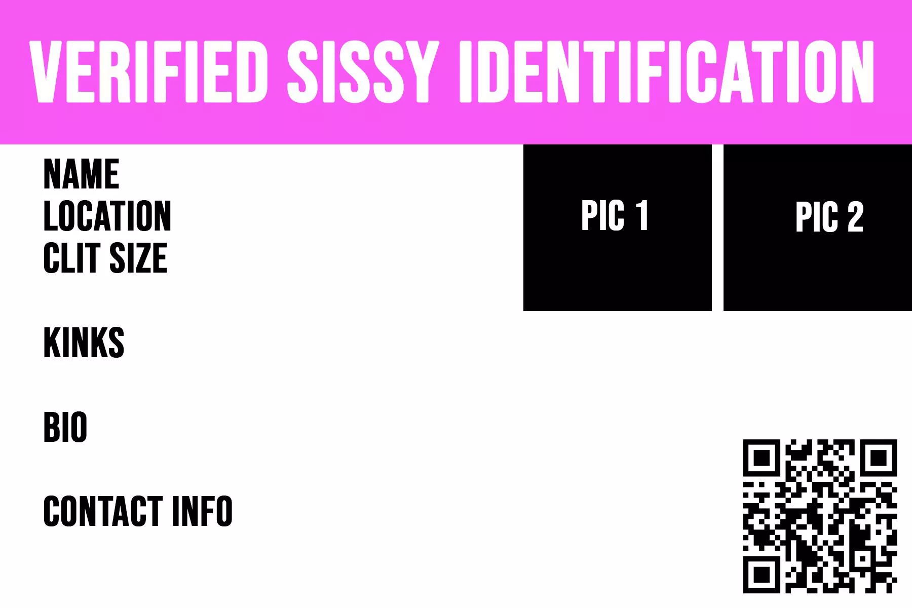 Come by and get your verified sissy id card. Quick turn around, originals deleted once provided. posted by Tall_Injury_324
