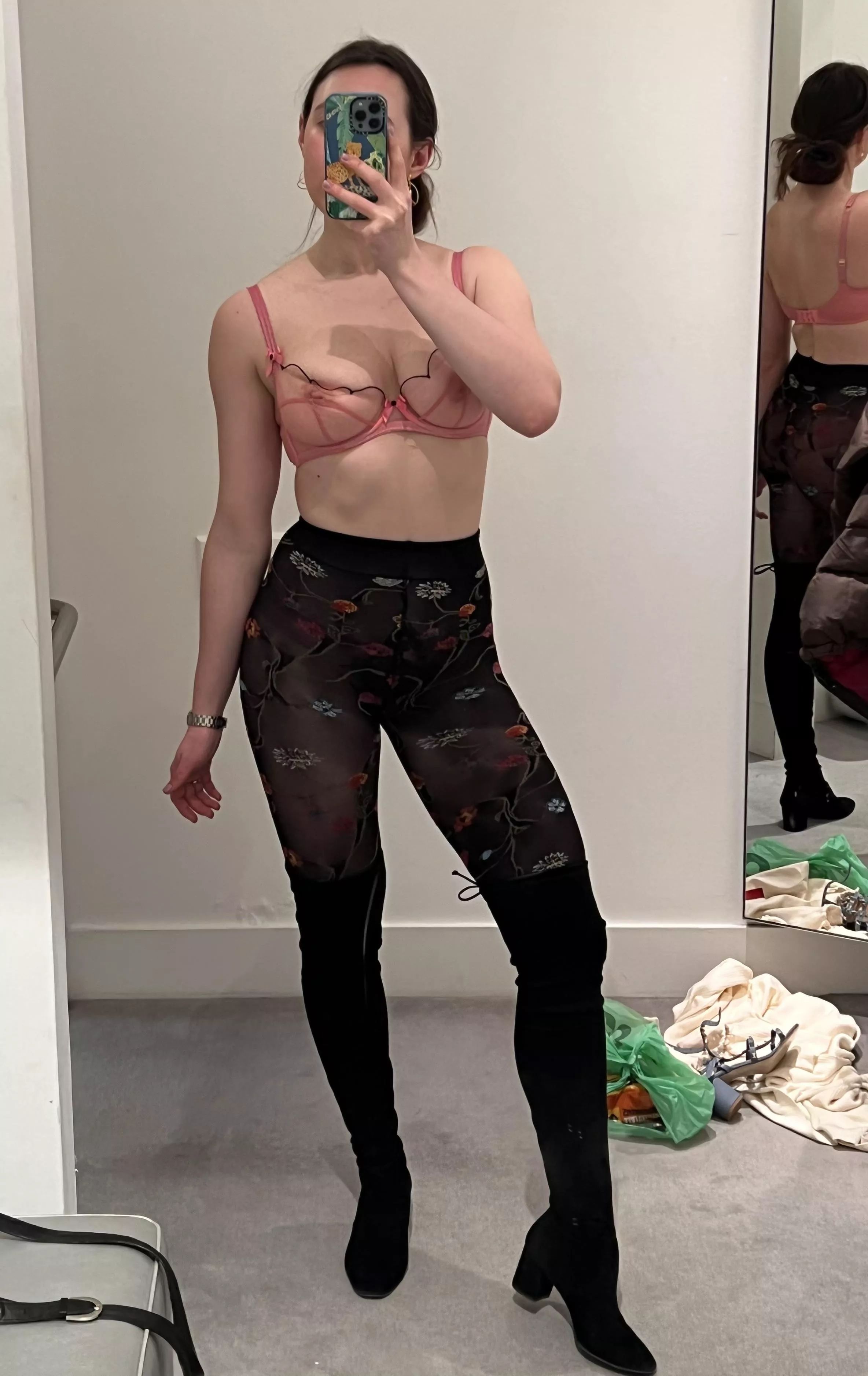 Couldn’t help but snap a picture in a changing room for you of my favourite pantyhose! posted by LATEXnCHILL