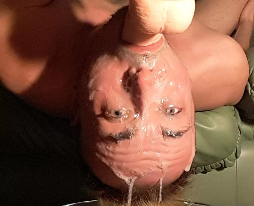 Cover in cum and the dildo plugs my throat as im made to sit here humiliated and soaked in their loads, dont i look glorious and i smell amazing in their man juices posted by Royal-Smile3706