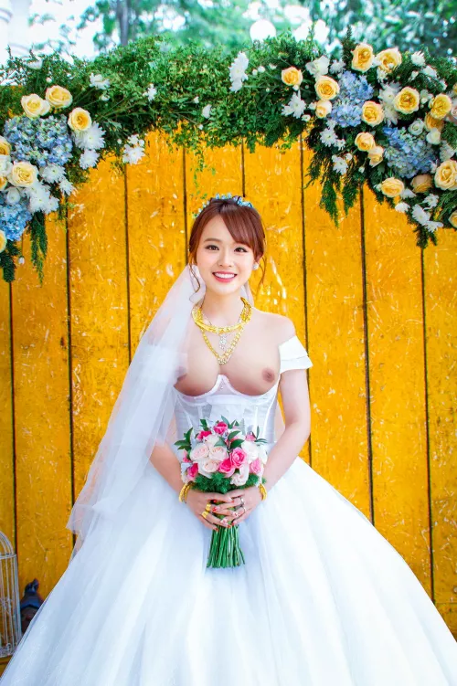 Crazy flashing with a wedding dress by Tlabeg