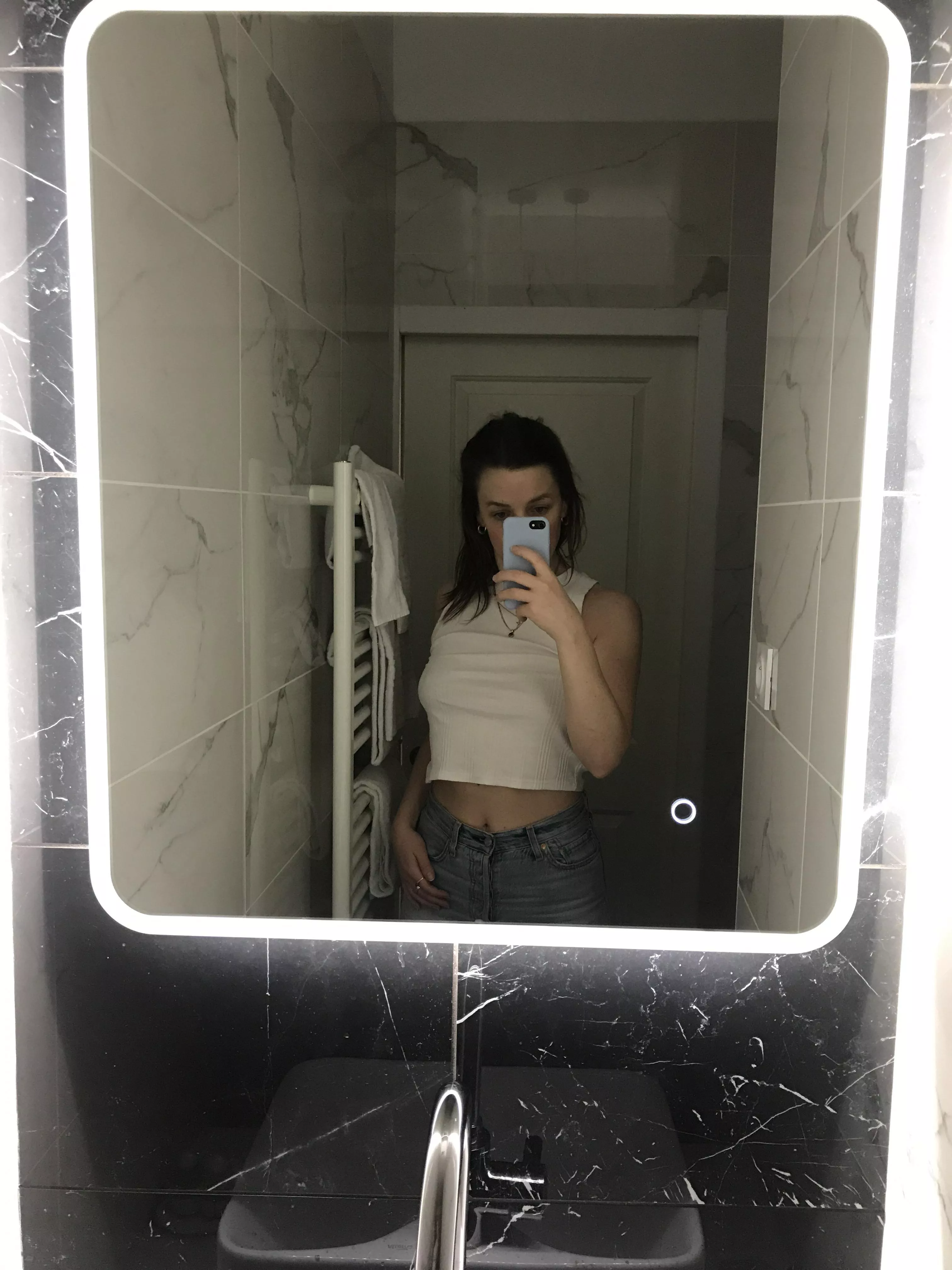 Crisp white tops and no bras 💔 posted by missfranks