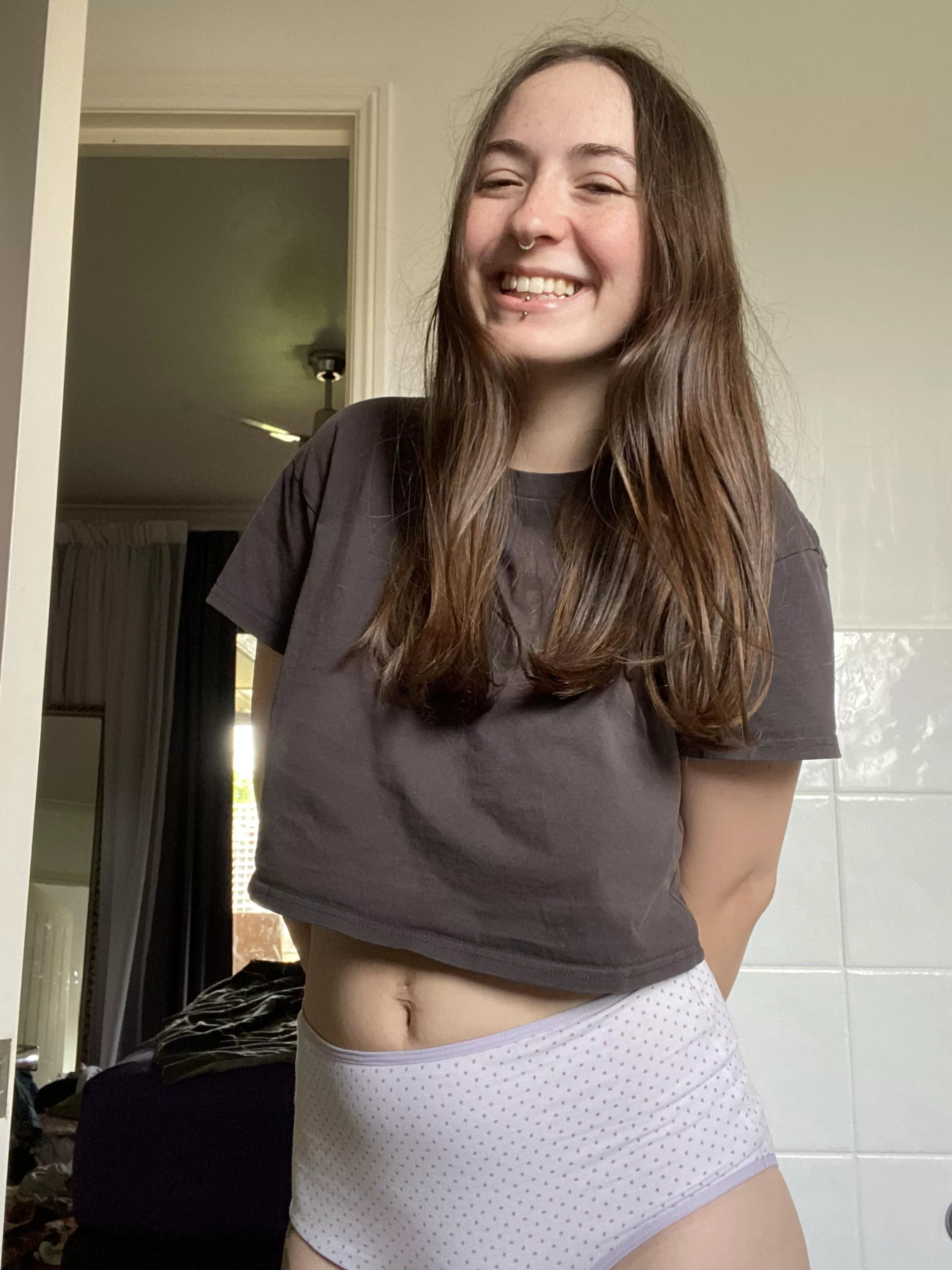 Crop top and mum underwear combo. Comfy vibes [f] posted by impatient_carnation