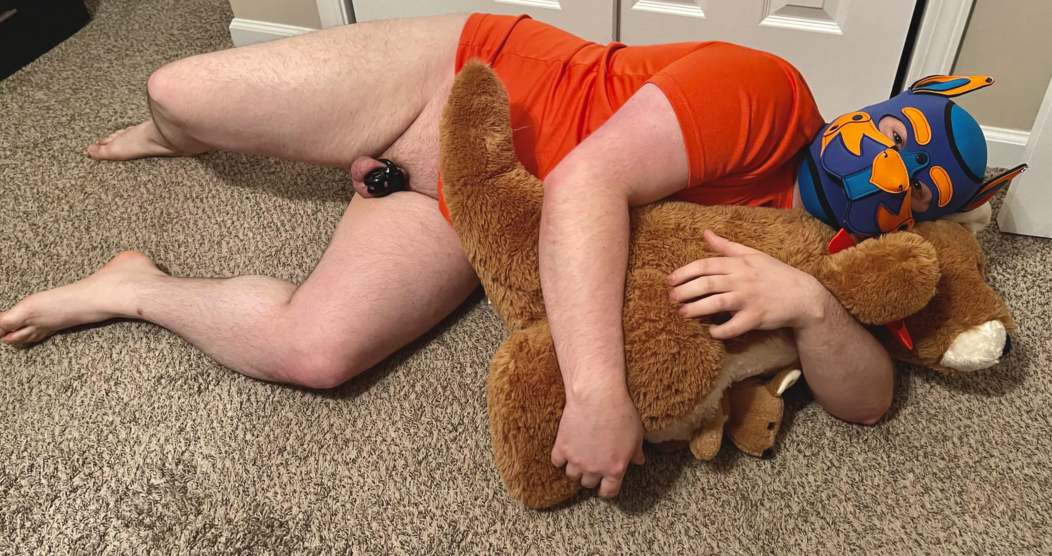 Cuddling my stuffy posted by PupPreston