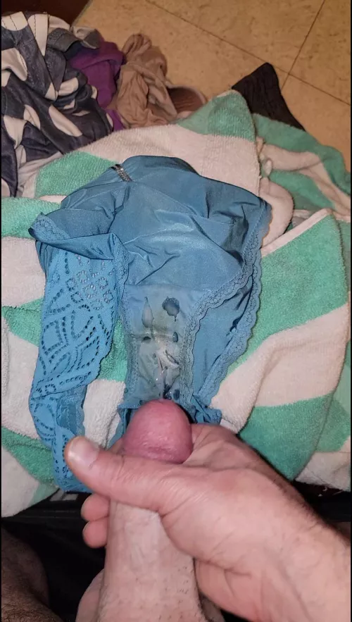 Cumming on wife's dirty, satiny panties by smalldickhubby2020