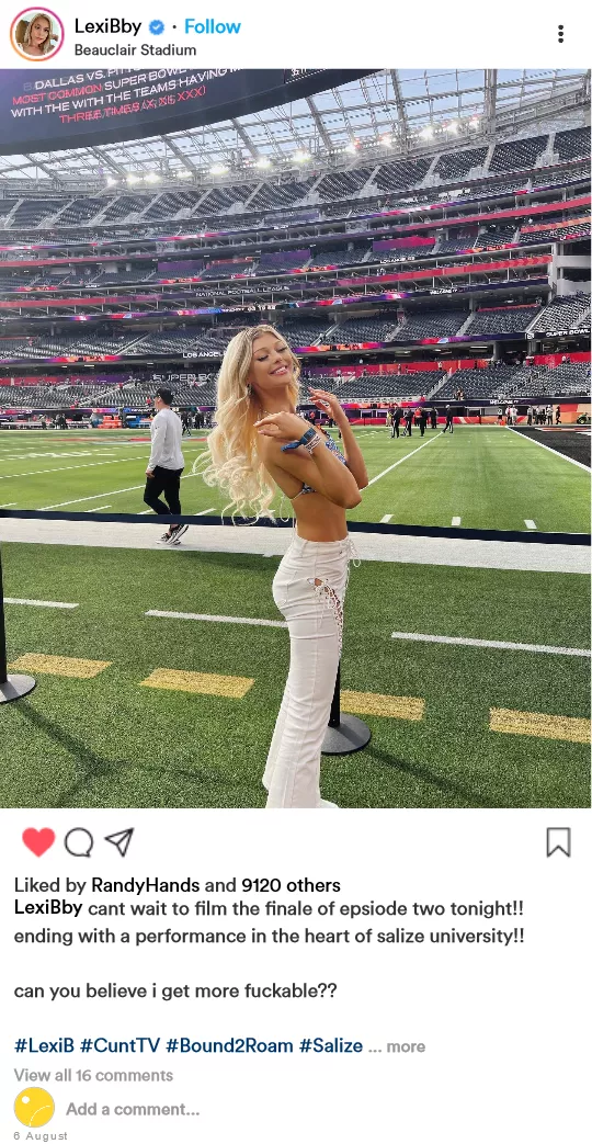 (cuntagram) @lexibby ready for my live performance?? posted by LexiBMDE