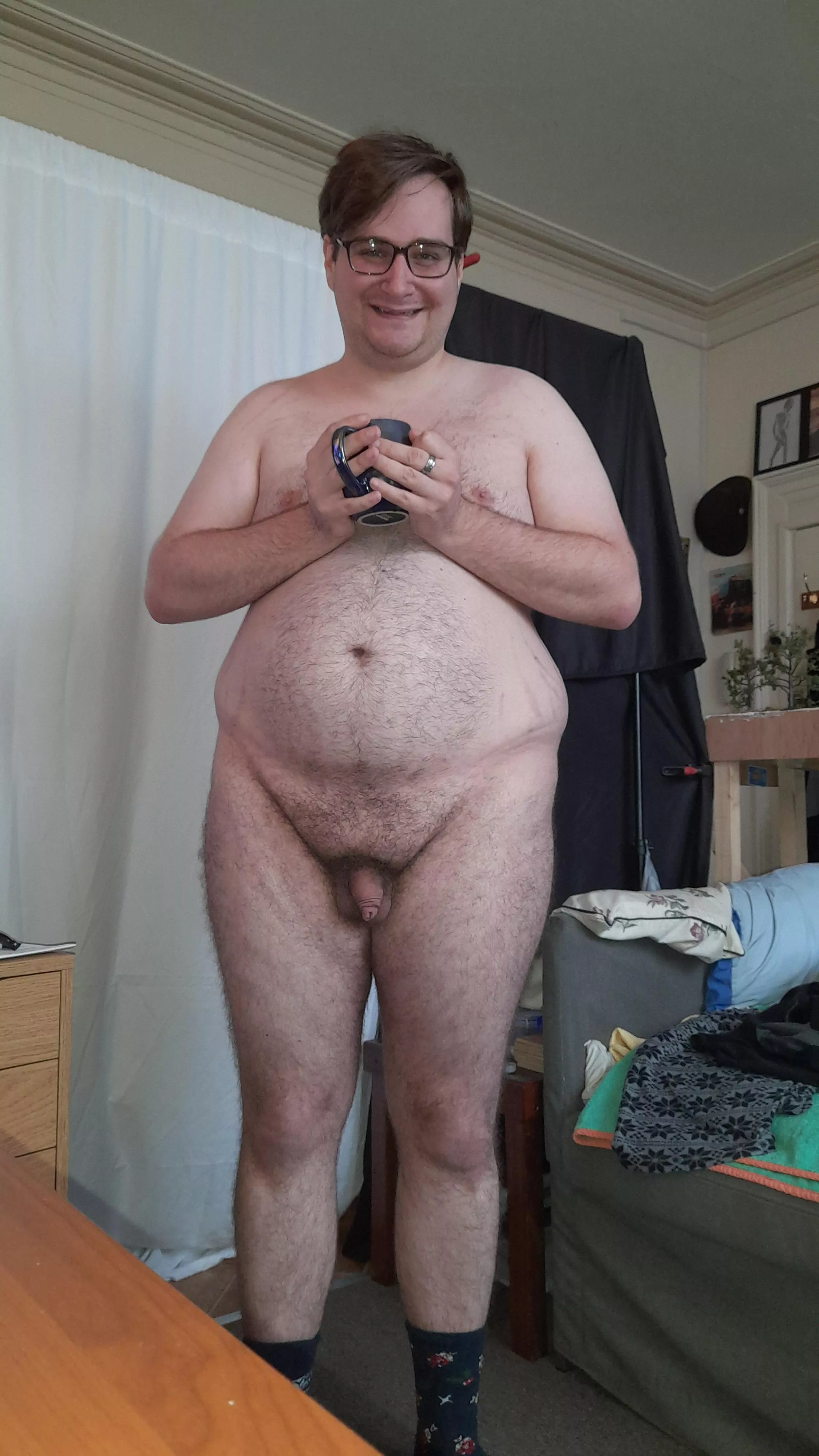 Cup of morning coffee to start my nkaed day. posted by nathan5660