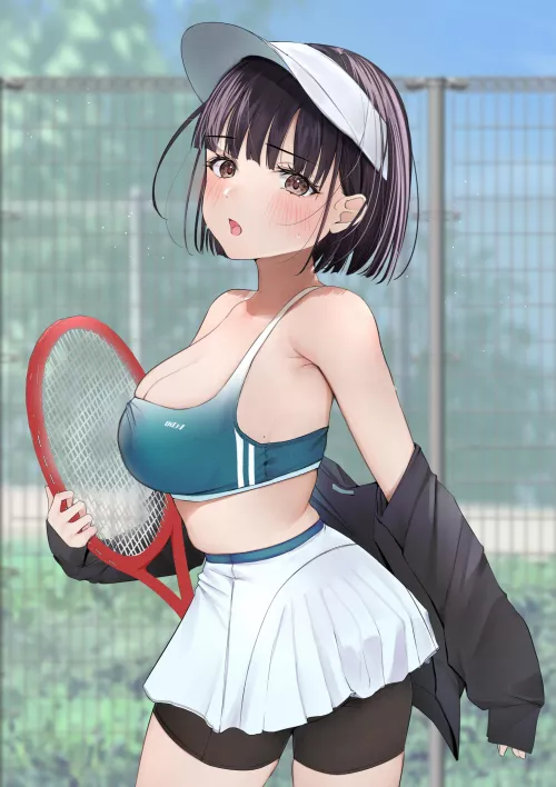 Cute girl with short hair playing tennis (Uiri) [Original] by VietCock