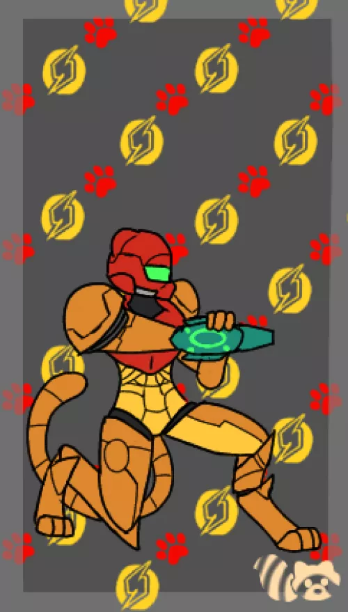 Day 3 of drawing super smash bros roster as furries:Samus(full suit) by Goldentrashpanda101