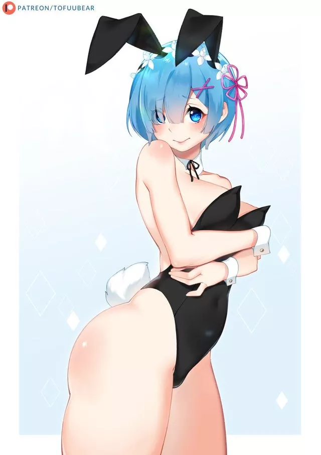 Day 84: Bunny Rem barely keeping her costume up posted by Gunalt98