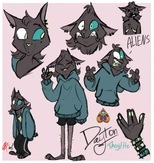 Dayton was abducted by aliens as a kitten, giving him a strange colored eye! Now hes obsessed with finding the alien who abducted him. Art by myself! Source in comments! by KingSpadille