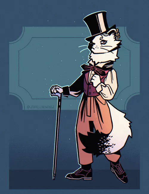 Decided to design a new fursona because stoats (ermines) are me. That is, smol yet murderous and with a fashionable seasonal wardrobe. They still need a name. (Art by me, @SarielSnowings) by SarielSnowings