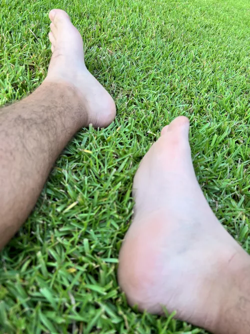 Decided to walk through the grass after a long sweaty day at work! by Feetcouple9